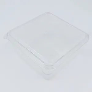 सलाद और केक के लिए क्लैमशेल के साथ चौकोर कंटेनर पोर्टेबल खाद्य भंडारण बॉक्स साफ़ प्लास्टिक अनुकूलित पालतू सिंगल कपकेक बॉक्स