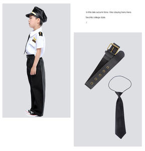 Unisex 4 pezzi vestito Cosplay per bambini Costume da pilota camicia a manica corta pantaloni da capitano della compagnia aerea uniforme con cravatta a cappello aviatore costumi carriera - Product Image 6