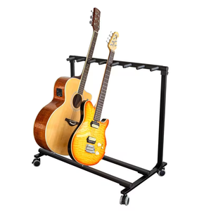 Support de guitare robuste avec base roulante et patins antidérapants pour exposition d'équipement de groupe, idéal pour la maison, la scène et le rangement en studio - Product Image 1