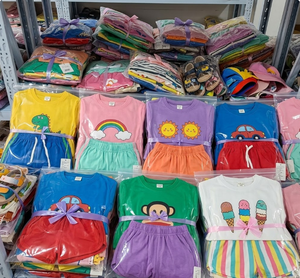 Lots de vêtements pour enfants en coton, assortiment de t-shirts et shorts à col rond pour l'été, motifs variés, 3 tailles pour les enfants de 3 à 6 ans - Product Image 1