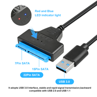 Câble adaptateur SATA USB 3.0 avec gaine en PVC et blindage en feuille d'aluminium pour transfert de données HDD/SSD 2,5 pouces – Convertisseur de disque dur externe