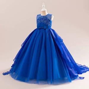 Robe de soirée princesse haut de gamme pour filles, en tulle bouffant avec traîne, idéale pour les spectacles sur scène, les récitals de piano et les fêtes - Product Image 4