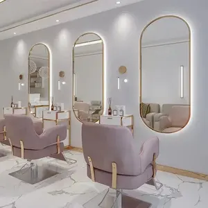 Miroir à LED pour salon de beauté meubles pleine longueur miroir de salon station miroir doré