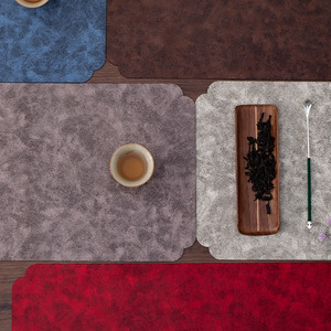 Tapis à thé en microfibre, chemin de table rectangulaire imperméable pour cérémonie du thé, usage domestique, couleurs gris, rouge, bleu, marron, blanc cassé - Product Image 2