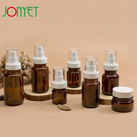 En stock : Ensemble de flacons pompe cosmétiques ambrés avec pot à couvercle à vis blanc pour sérum, lotion, emballage cosmétique, vide, pour marque de beauté