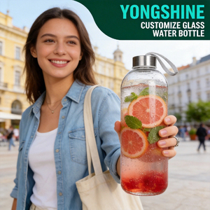 YONGSHINE Bottiglia d'<span class=keywords><strong>Acqua</strong></span> <span class=keywords><strong>in</strong></span> <span class=keywords><strong>Vetro</strong></span> Riutilizzabile 500ml 750ml 1000ml 18oz, <span class=keywords><strong>Vetro</strong></span> Soda-Lime con Coperchio, Logo Personalizzato per Viaggi e Succhi - Product Image 2