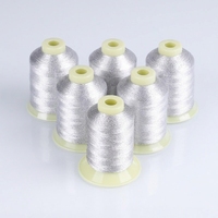 Hilo de Coser de Poliéster de Alta Tenacidad Teñido Antiestático y Conductivo con Fibra de Plata, Hilo de Nylon Plateado para Prendas