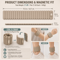 Bracelets lestés magnétiques en silicone marron pour chevilles et poignets, commande en gros, logo personnalisé, approvisionnement direct pour les marques de yoga et de Pilates