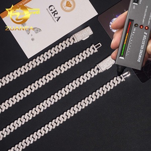<span class=keywords><strong>Cadena</strong></span> <span class=keywords><strong>de</strong></span> Eslabón Cubano <span class=keywords><strong>de</strong></span> <span class=keywords><strong>8mm</strong></span> en <span class=keywords><strong>Plata</strong></span> 925 con Diamante <span class=keywords><strong>de</strong></span> Moissanita Hip Hop, Certificado GRA, Envío Rápido y Stock Local - Product Image 4