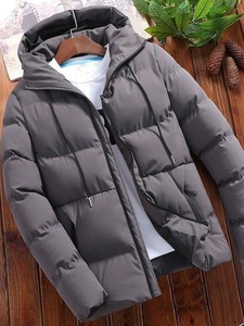 Giacca da Uomo Casual Imbottita in Cotone 2024, Taglie Forti, Corta con Cappuccio, in Tessuto a Maglia, Elegante XL, Giacca Invernale Popolare, Novità - Product Image 3