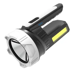 Solar Powered Search Light 12000 Lumens Sunlight Charging 30W LED Handheld Flashlight 4 Mode Type-C USB Ultra Bright Searchlight