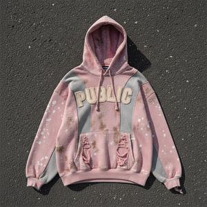 Personnalisé Unisexe Coton Éponge Française Poids Lourd Surdimensionné Lavé À L'acide Anti-rétrécissement Strass Distressed Pull Boxy À Capuche Hommes - Product Image 1