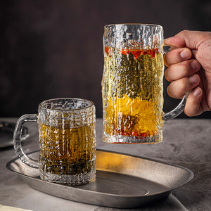 Tazas de cerveza de vidrio transparente con asas, 350 ml, gran capacidad, pared gruesa, para fiestas, hogar y oficina. - Product Image 3