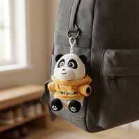 Pendentif en peluche panda mignon de dessin animé, porte-clés rembourré en coton PP doux, breloque de sac, décoration de voiture, décoration de fête