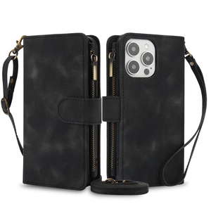Portefeuille en cuir multifonction pour iPhone 6/7/8 Plus/XR/Xsmax pour iPhone 11/12 Mini, étui à bandoulière pour téléphone, porte-cartes - Product Image 3