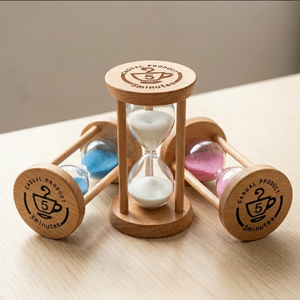 Clessidra Rotonda in Legno a <span class=keywords><strong>Tre</strong></span> Pilastri da 30 <span class=keywords><strong>Minuti</strong></span>, Timer Creativo in Vetro, Piccola Clessidra Ornamentale da Scrivania - Product Image 4