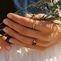 Bague Coquille Plaqué Or Style Punk Subculturel en Acier Inoxydable 316 Forme Coussin, Alliances ou Bagues de Mariage Chrétien Unisexe