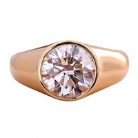 Bague pour homme en diamant rond brillant, diamant de laboratoire sur mesure, IGI VVS D VVS+, 18 carats, bijoux fins de luxe pour homme et femme