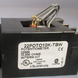 Potenciómetro C3controls 22POTO10K-TBW de 22 mm y 10k Ohmios con Kit de Terminales para Control Industrial - Product Image 1