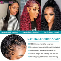 Perruque Wear Go Ocean Wave 6x6 HD Lace Closure sans colle, pré-épilée, nœuds blanchis, densité 180%, cheveux humains ondulés et mouillés, fournisseur