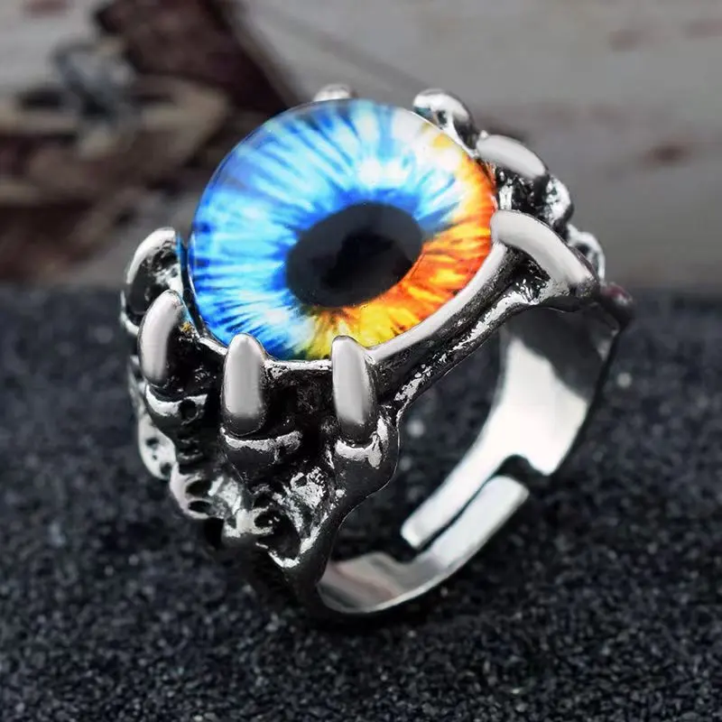 Gothic Evil Eye Ring - Stainless Steel Demon Eyes Band Ring For Men & Women (Size 10)