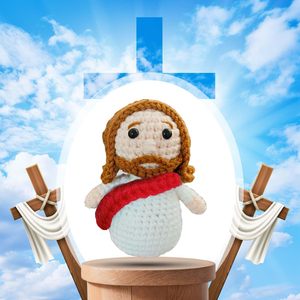 Poupée Portrait au Crochet en <span class=keywords><strong>Laine</strong></span> Blanche avec Robe et <span class=keywords><strong>Cheveux</strong></span> Bouclés – Poupée Crochetée pour Prière et Énergie Positive - Product Image 4