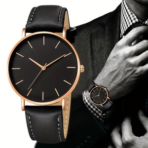 Relojes Casuales para Hombre, Relojes de Negocios Sencillos de Cuero Sintético, Relojes de Cuarzo para Hombre, Elección Ideal para Regalos - Product Image 3