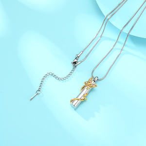 Jijd1016 cilindro avvolto a farfalla in acciaio inossidabile gioielli di cremazione animale umano cenere ciondolo ricordo - Product Image 2