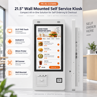 Kiosque de point de vente en libre-service mural de 21,5 pouces, écran tactile Android 11 avec imprimante 80 mm, scanner QR pour la restauration et la vente au détail