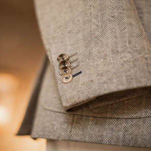 <span class=keywords><strong>Blazer</strong></span> su Misura in Lana <span class=keywords><strong>Grigio</strong></span> Chiaro Vintage, Giacca Casual da <span class=keywords><strong>Uomo</strong></span> con Texture Retrò e Vestibilità Moderna per Occasioni Formali e Business - Product Image 4