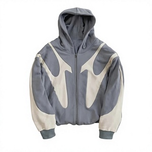 Sweat à capuche entièrement zippé personnalisé avec strass pour homme, 100% coton molletonné, vêtements d'hiver tendance - Product Image 2
