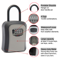 Coffre-Fort Portable Gris pour Plage, Sécurisé par Code, à Suspendre, en Métal, pour Clés de Voiture et Agent Immobilier – Boîte de Rangement Extérieure sans Clé