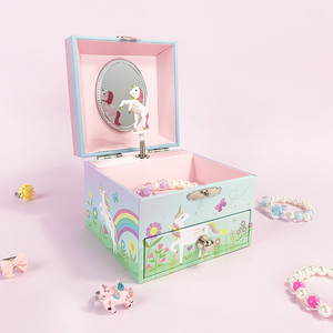 Yiyu Sonmelix Piccola Scatola Musicale Personalizzata in Legno da 4 Pollici con Ballerina, Scatola Musicale Portagioie con Unicorno, Regalo con Cassetto - Product Image 3