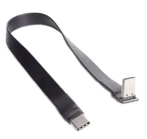 USB 3.1 Type C to Type C Extension Cable 90 Degree Adapter FPC FPV Ribbon Flat USB C Cable 3A 10Gbps EMI Shielding