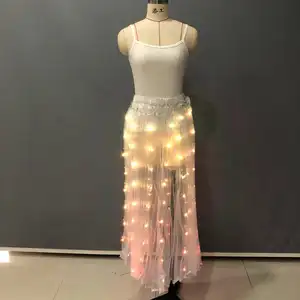 Traje de dança de festa de performance LED para vestido de festival de dança do ventre leve de casamento