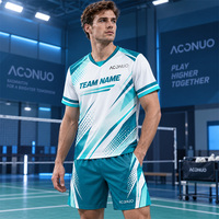 Ensemble de maillots de badminton personnalisés à faible MOQ avec impression par transfert thermique, vêtements de badminton avec logo personnalisé, conception OEM, créez votre propre uniforme