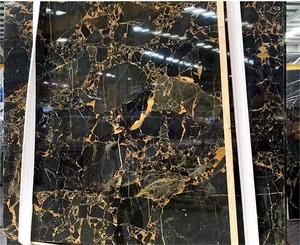 Dalle de marbre noir de Chine avec marbre poli glacé doré d'Athènes, dalles de marbre pour murs et sols - Product Image 2