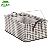 Caja de Almacenamiento Multifuncional Plegable de 10-20L con Diseño a Cuadros, Organizador de Ropa Rectangular de Tela, Técnica de Inyección
