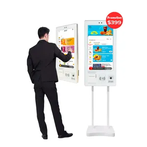 KFC restaurant 21.5 inch touch screen POS fast food self service order cashless payment terminal kiosk floor stand machine