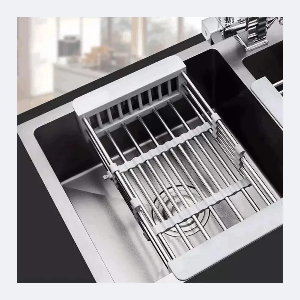 Drops hipping Retracable Dish Drying Rack Einstellbarer Teleskop filter korb Kitchen Sink Organizer Drainage Rack Edelstahl