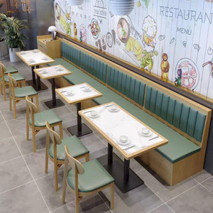 Ensemble de mobilier commercial de style moderne et épuré pour <span class=keywords><strong>restaurant</strong></span>, comprenant un banquette en cuir personnalisable, une chaise et une table pour le thé de l'après-midi. - Product Image 2