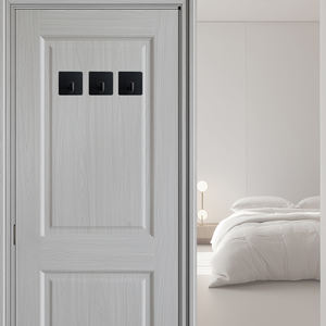 מתלה מקלחת מודרני, חזק במיוחד, עשוי נירוסטה + סגסוגת אבץ, עם 4 ווים, להתקנה על הקיר ללא סימנים, עם דבק חזק. - Product Image 1