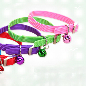 Eco Friendly Elastic Strap Dog Cat Collar with Metal Buckle Bell Design
