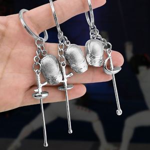 Porte-clés pendentif en métal 3D créatif, sabre de fleur lourd, cadeau commémoratif de compétition d'escrime - Product Image 2