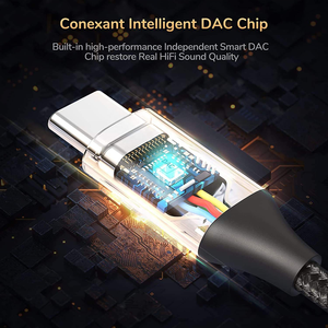 Câble tressé USB-C Type C plaqué or 3,5 mm mâle-mâle avec puce DAC pour autoradio, compatible <span class=keywords><strong>iPhone</strong></span> 16 Pro Max Samsung S24 - Product Image 2
