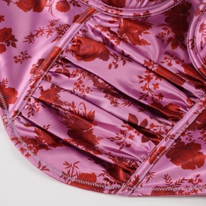 Haut Corset en Satin Floral Personnalisé, Bustier à Volants et Bretelles Épaules Dénudées, Crop Top pour Femme, Vêtements OEM - Product Image 4