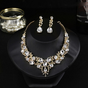 Set Perhiasan Wanita Kristal Mewah untuk Pengantin Grosir, Set Anting Kalung, Hadiah Pengantin, Set Perhiasan Gaun Pengantin - Product Image 5