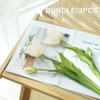 3 Kunsttulpen met realistische aanvoelende bloemknoppen, hoogwaardig zacht rubberen kunsttulpensteel voor thuis, bruiloft, vaasdecoratie