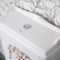 WC moderne européen rétro à double chasse, en céramique, deux pièces, allongé, avec décalcomanie personnalisée, siphon en P, pour salles de bain et hôtels