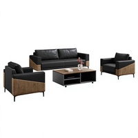 Canapé de bureau trois places en cuir, style moderne et minimaliste, avec mousse élastique haute densité pour salles de réception et de réunion professionnelles